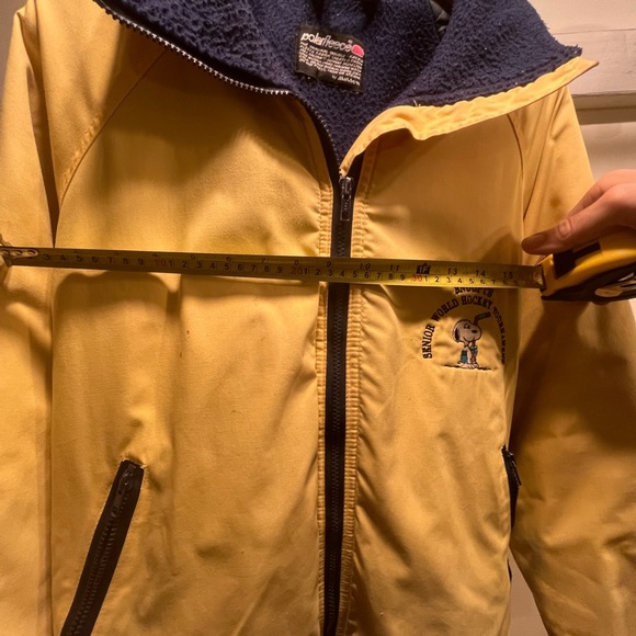 Vintage Sportsmaster USA Polarfleece jacket yellow Snoopy Senior World Hockey - Picture 6 of 14